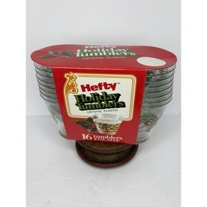 Vintage 1981 Hefty Holiday Tumblers Crystal Plastic 16 9 Oz Tumblers